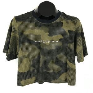 Columbia Park Box Tee Women's Size Medium Cropped Camo Crew Neck Organic Cotton